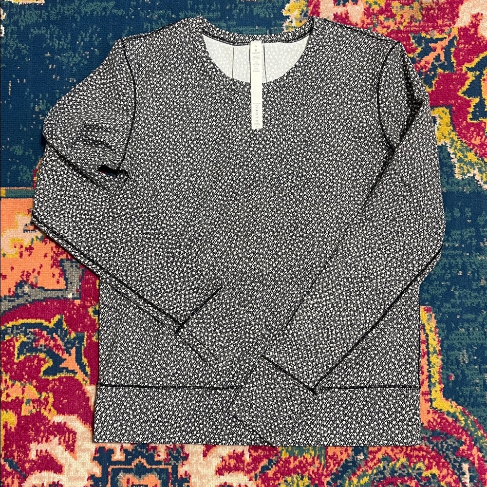 Lululemon Rush Hour long sleeve running top black white spray jacquard size 6